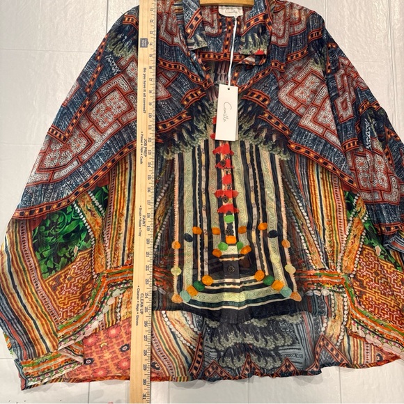 Camilla Trek Of The Nung Multicolor Printed Sheer Boho Blouson Blouse - Picture 7 of 11